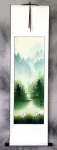 Waterfall Delight Asian Cranes Landscape Wall Scroll