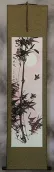 Black Ink Bamboo and Birds Wall Scroll