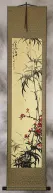 Black Ink Bamboo and Plum Blossom Wall Scroll