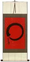 Large Red Enso Japanese Calligraphy Wall Scroll