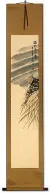 Lonely Old Man Fishing in Snowy River - Ancient Style Wall Scroll