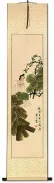 Beautiful Asian Woman Playing Flute Wall Scroll