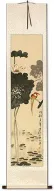 Lotus Flowers and Bird Wall Scroll