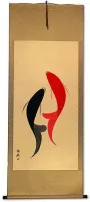 Yin Yang Koi Fish Wall Scroll