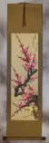 Reddish-Pink and Yellow Plum Blossom Wall Scroll