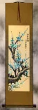Colorful Aqua-Blue Plum Blossom Wall Scroll