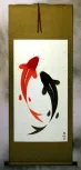 Large Yin Yang Fish Wall Scroll