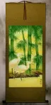 Big Egrets and Green Bamboo Wall Scroll