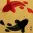 Yin Yang Fish Portrait with Gold Silk Border
