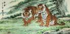 Invincible Might Asian Tigers Large Painting
