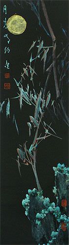 Abstract Bamboo Wall Scroll close up view