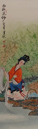 Xi Shi - Most Beautiful Woman in Chinese History - Wall Scroll close up view