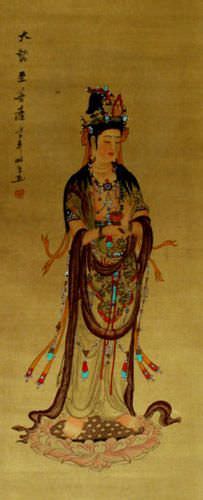 Image of Buddha - Partial-Print Wall Scroll close up view