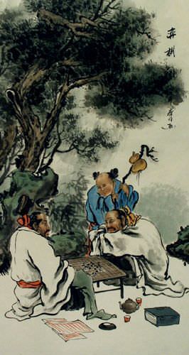 Chinese Chess - Ancient Style Wall Scroll close up view