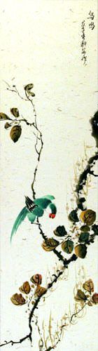 Bird Song - Chinese Wall Scroll close up view