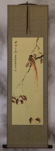 Longevity - Bird and Flower Wall Scroll