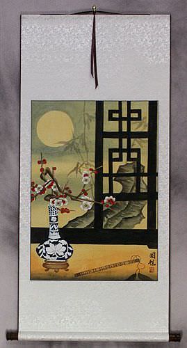Asian Still Life Scene Wall Scroll