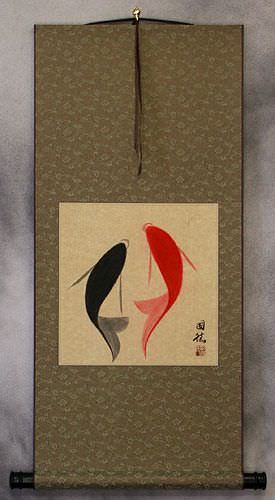 Abstract Yin Yang Fish Wall Scroll