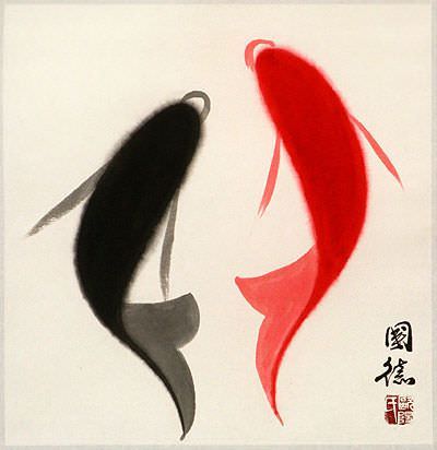 Abstract Yin Yang Fish Painting