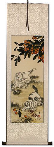 Chinese Kittens Wall Scroll