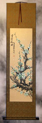 Colorful Green Plum Blossom Wall Scroll