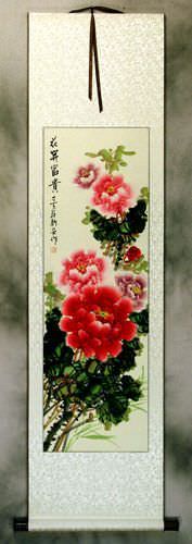 Colorful Peony Flower Wall Scroll