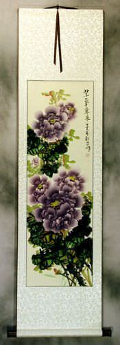 Purple Peony Flower Wall Scroll