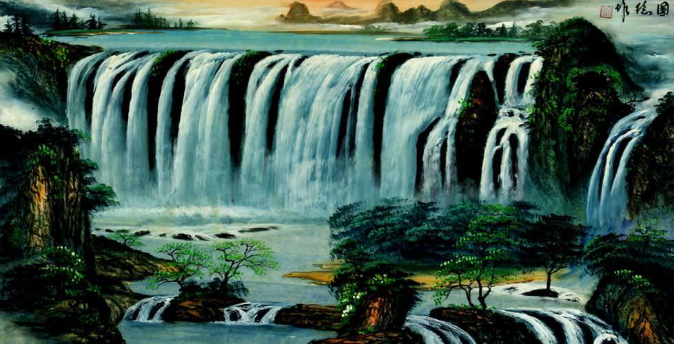Big Waterfall Landscape Painting