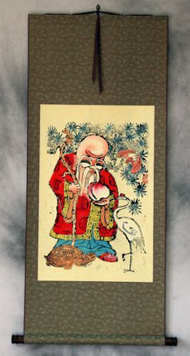 Longevity Saint - Woodblock Print Wall Scroll